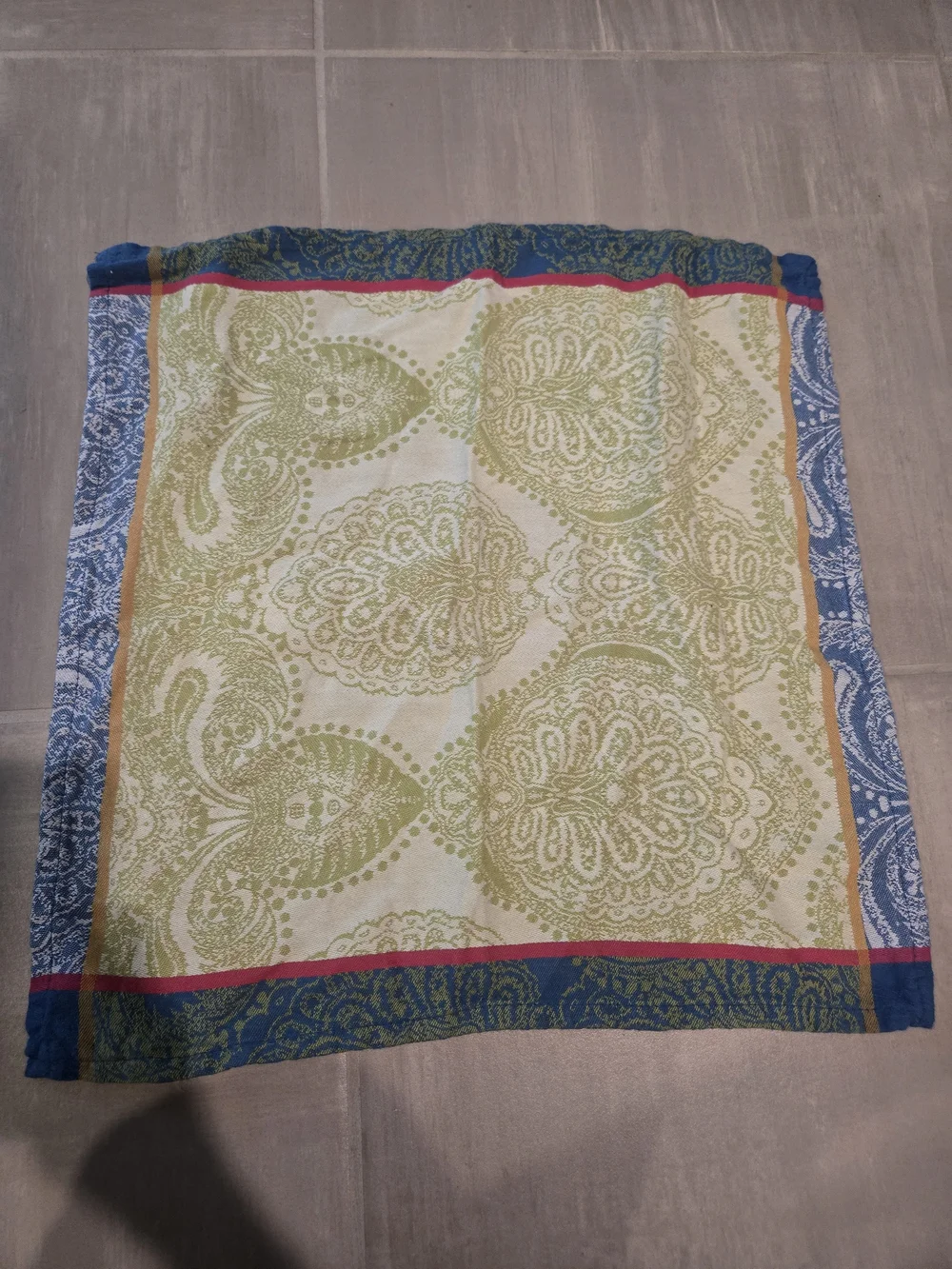 Anthropologie Paisley Square Hair Scarf in Green, Blue and Pink